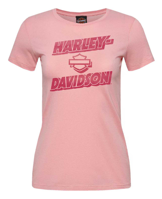 Harley-Davidson Women's Rouge Short Sleeve Crew-Neck Cotton Tee, Light Pink - Wisconsin Harley-Davidson