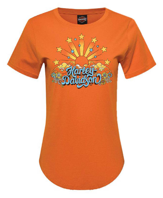 Harley-Davidson Women's Shine Short Sleeve Crew-Neck Cotton Tee, Burnt Orange - Wisconsin Harley-Davidson