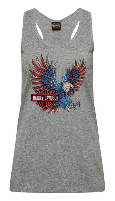 Harley-Davidson Women's Americana Racerback Curved Hem Sleeveless Tank Top - Wisconsin Harley-Davidson
