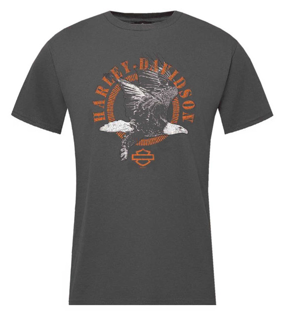 Harley-Davidson Men's Kindred Eagle Crew-Neck Short Sleeve T-Shirt, Charcoal - Wisconsin Harley-Davidson