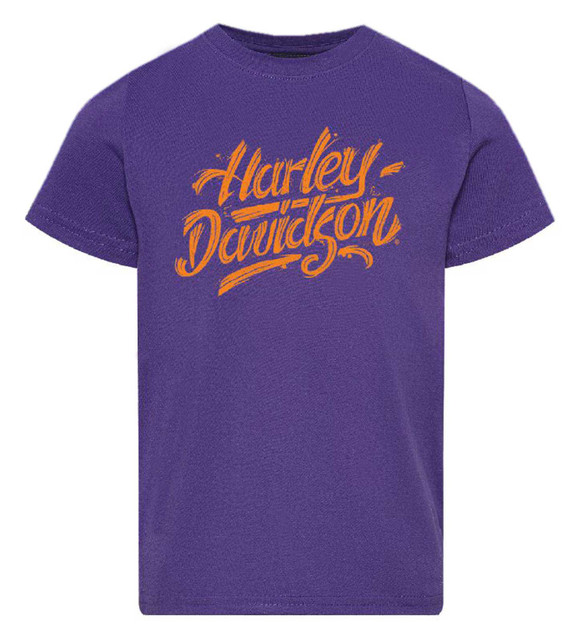Harley-Davidson Girl's Tag H-D Toddler Crew-Neck Short Sleeve Tee, Purple - Wisconsin Harley-Davidson
