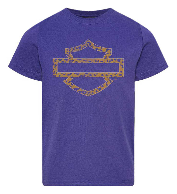 Harley-Davidson Girl's Kitten B&S Toddler Crew-Neck Short Sleeve Tee, Purple - Wisconsin Harley-Davidson