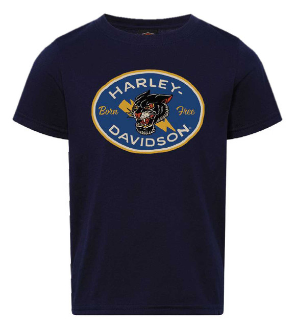 Harley-Davidson Boy's Icon H-D Short Sleeve Crew-Neck Toddler Tee, Navy Blue - Wisconsin Harley-Davidson