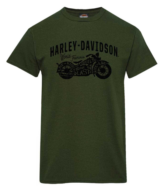 Harley-Davidson Men's World Class Short Sleeve Crew-Neck T-Shirt, Forest Green - Wisconsin Harley-Davidson