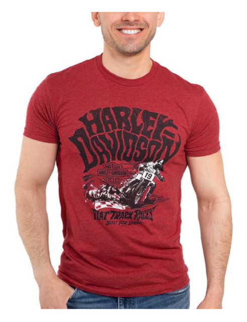 Harley-Davidson Men's Track Burn Short Sleeve Poly-Blend T-Shirt, Cardinal Red - Wisconsin Harley-Davidson