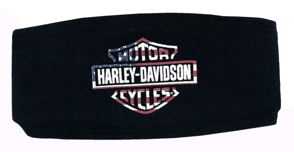 Harley-Davidson Little Girls RWB Bar & Shield Logo Stretchy Headband, Black - Wisconsin Harley-Davidson