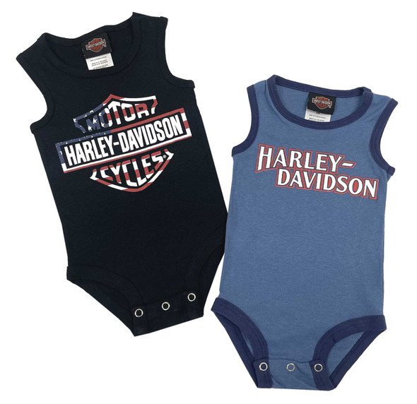 Harley-Davidson Baby Boys' 2-Pack RWB Bar & Shield Rib Infant Bodysuits - Wisconsin Harley-Davidson