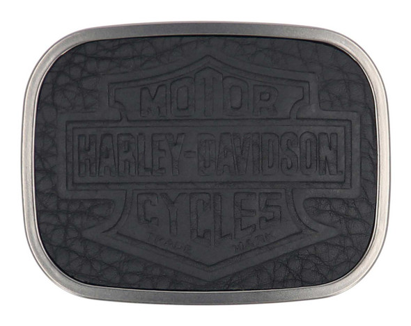 Harley-Davidson Men's Bar & Shield Pebble Leather Belt Buckle, Black Finish - Wisconsin Harley-Davidson