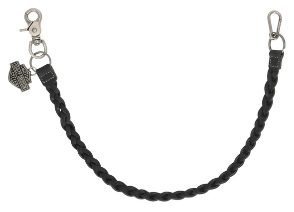 Harley-Davidson Men's Bar & Shield Braided Leather Wallet Chain, Black - Wisconsin Harley-Davidson