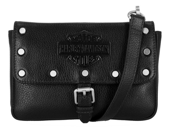 Harley-Davidson Women's Core Stud Genuine Leather Convertible Hip Bag, Black - Wisconsin Harley-Davidson