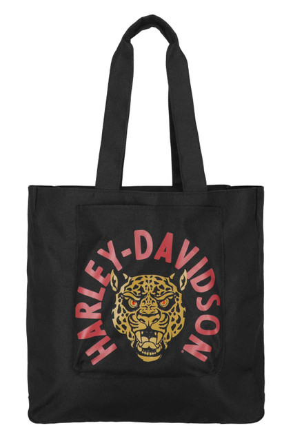 Harley-Davidson Women's Cheetah B&S Reversible Polyester Tote Bag, Black - Wisconsin Harley-Davidson