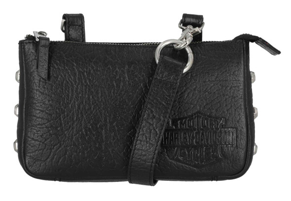 Harley-Davidson Women's Hex Stud Genuine Leather Convertible Hip Bag, Black - Wisconsin Harley-Davidson