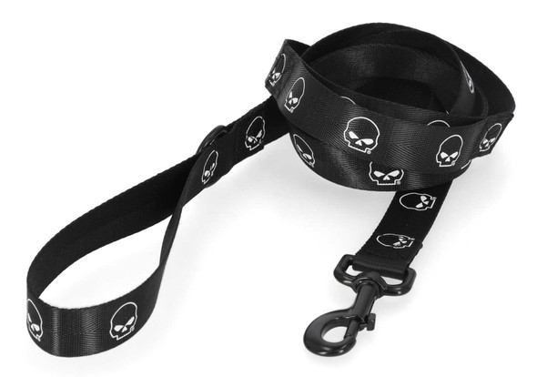 Harley-Davidson Willie G Skull Logos Polyester Dog Leash, Matte Black Finish - Wisconsin Harley-Davidson