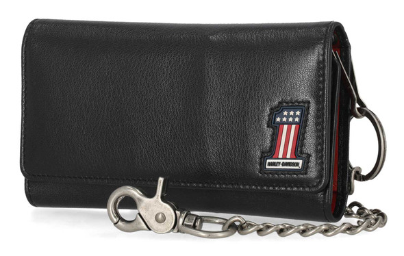 Harley-Davidson® Men's #1 RWB Genuine Leather RFID Trucker Chain