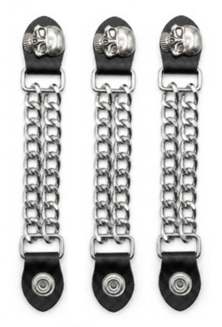 Derringer Men's 4 in. 3-Pack Skull Double Metal Chain Vest Extender w/ Snaps - Wisconsin Harley-Davidson