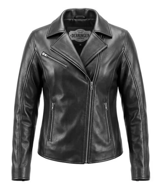 Derringer Ladies Midnight Star Lambskin Leather Motorcycle Jacket, Black - Wisconsin Harley-Davidson