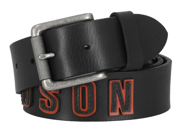 Harley-Davidson Men's H-D Stacked Patch Letter Genuine Leather Belt, Black - Wisconsin Harley-Davidson