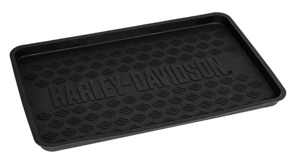 Harley-Davidson Embossed Open Bar & Shield Silicone Pet Bowl Mat, Black - Wisconsin Harley-Davidson