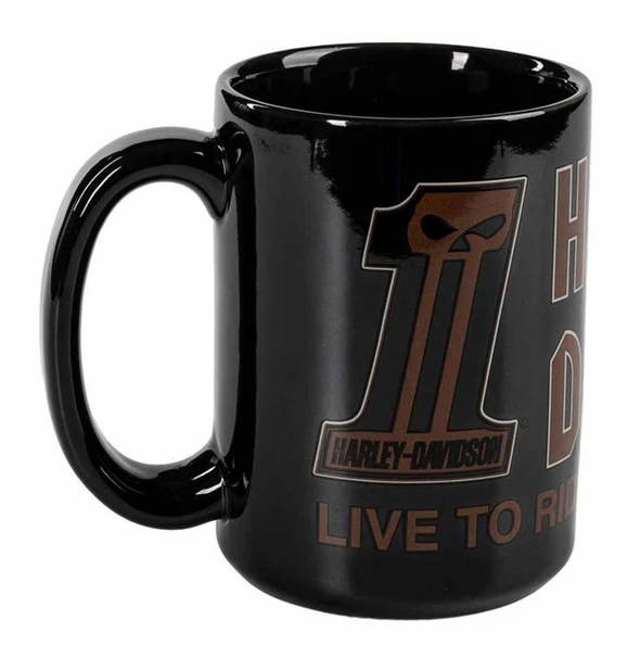 Harley-Davidson #1 Skull Live to Ride/Ride to Live Ceramic Mug, Matte Black - Wisconsin Harley-Davidson