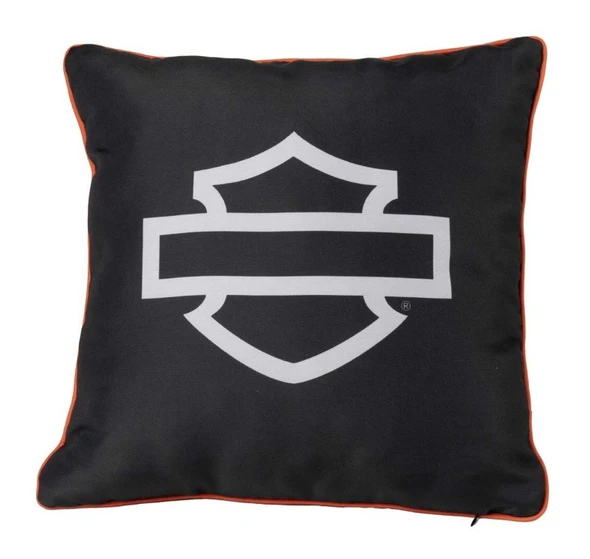 Harley-Davidson Open Bar & Shield Outdoor Pillow, Water-Resistant Black - Wisconsin Harley-Davidson