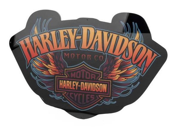 Harley-Davidson Vivid Winged Bar & Shield LED Backlit Pub Sign, Black - Wisconsin Harley-Davidson