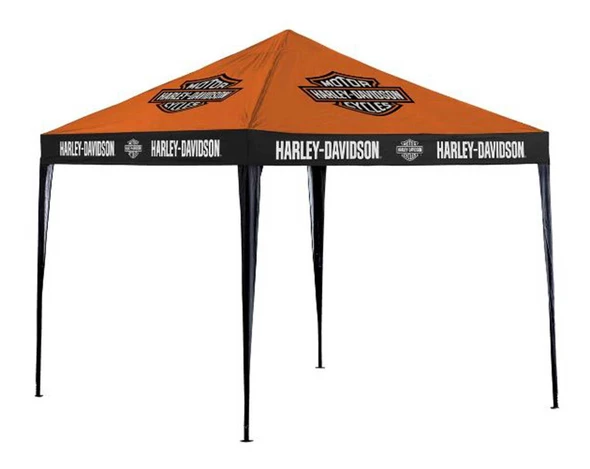 Harley-Davidson 10 ft. Bar & Shield Logo Foldable Outdoor Canopy, Orange/Black - Wisconsin Harley-Davidson