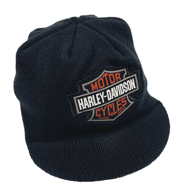 Harley-Davidson Baby Boys' Bar & Shield Patch Knit Brimmed Beanie, Black - Wisconsin Harley-Davidson