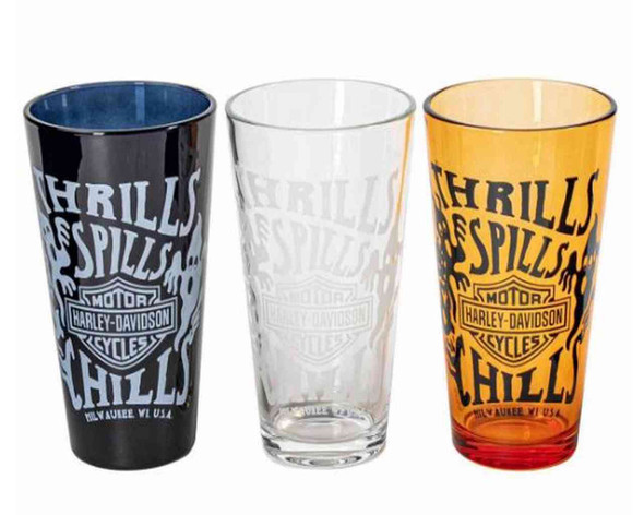 Harley-Davidson Set of 3 Thrills & Chills Pint Glass Set 16 Oz. HDX-98768 - Wisconsin Harley-Davidson