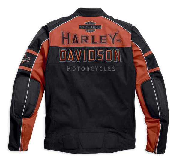 HARLEY-DAVIDSON 切り替えブルゾン　レザー×ナイロン　ボルドー Harley-Davidson® Men's Gastone Colorblocked Riding Jacket, Black