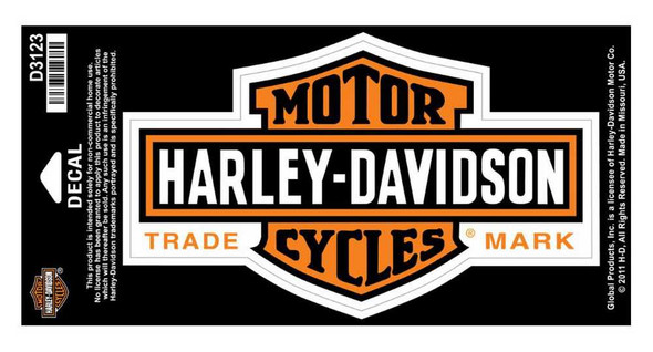 Harley-Davidson Long Bar & Shield Decal Orange, Large Size D3123 - Wisconsin Harley-Davidson