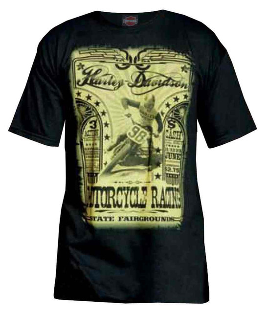 Harley-Davidson Men's Vintage Motorcycle Racing Poster Short Sleeve Tee, Black - Wisconsin Harley-Davidson