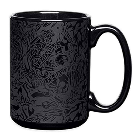 Harley-Davidson Allover Legendary Eagle Ceramic Coffee Mug, Black. 96815-16V - Wisconsin Harley-Davidson