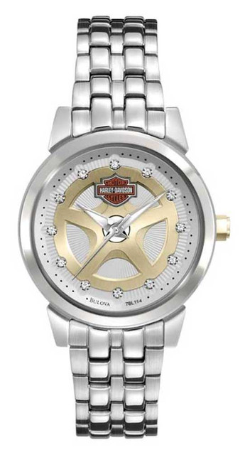Harley-Davidson Women's Spoke Pattern Dial Wrist Watch Gold Accents 78L114 - Wisconsin Harley-Davidson