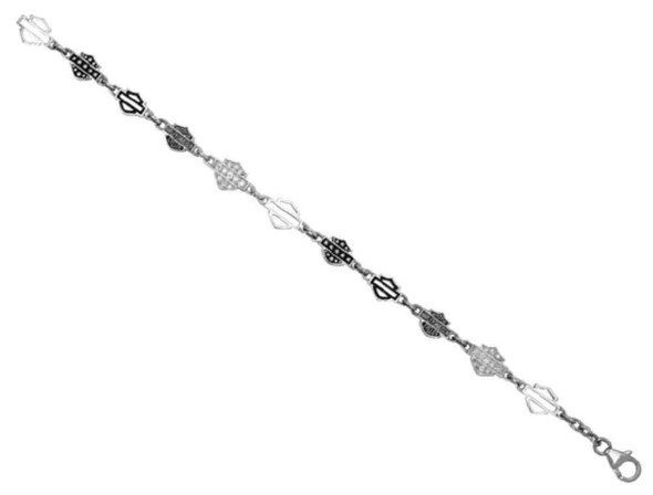 Harley-Davidson Women's Bracelet, Multi Bar & Shield Chain, Silver HDB0235 - Wisconsin Harley-Davidson