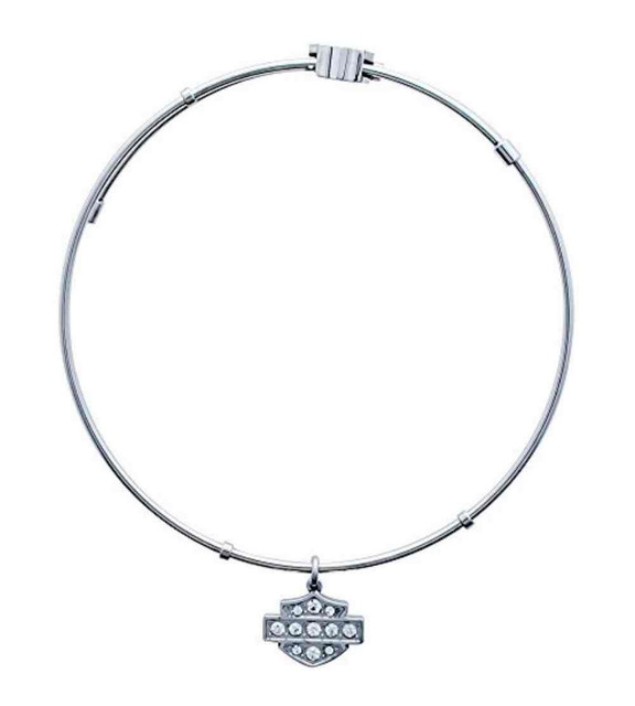 Harley-Davidson Women's Bangle, White Bling Bar & Shield Dangle Bracelet HSB0077 - Wisconsin Harley-Davidson