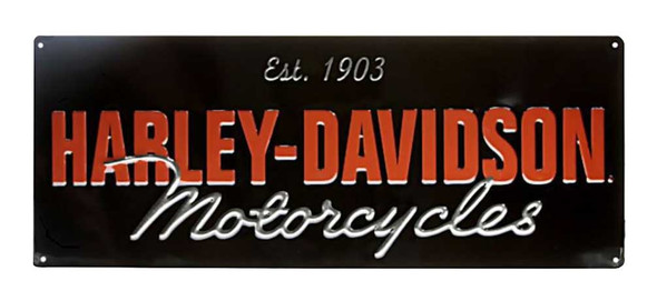 Harley-Davidson Embossed H-D Motorcycle Script Tin Sign, 18 x 7.125 inch 2010841 - Wisconsin Harley-Davidson