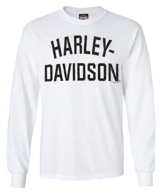 Harley-Davidson Men's Shirt, Heritage H-D Script Long Sleeve, White 30296634 - Wisconsin Harley-Davidson