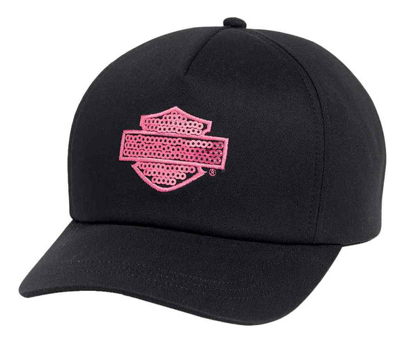 Harley-Davidson Women's Baseball Cap, Pink Label Sequin Bar & Shield 99519-15VW - Wisconsin Harley-Davidson