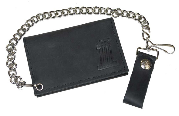 Harley-Davidson Men's Embossed #1 Logo Tri-Fold Biker Chain Wallet Black TC333H - Wisconsin Harley-Davidson