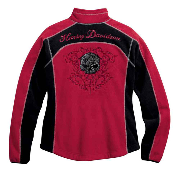 Harley-Davidson 刺繍ロゴジャケット ブルゾン/レディースS/秋冬 Harley-Davidson® Women's Scroll Skull Windproof Fleece Jacket, Red