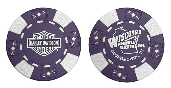 Harley-Davidson Wisconsin Harley-Davidson Poker Chip Purple & White CHIP - Wisconsin Harley-Davidson