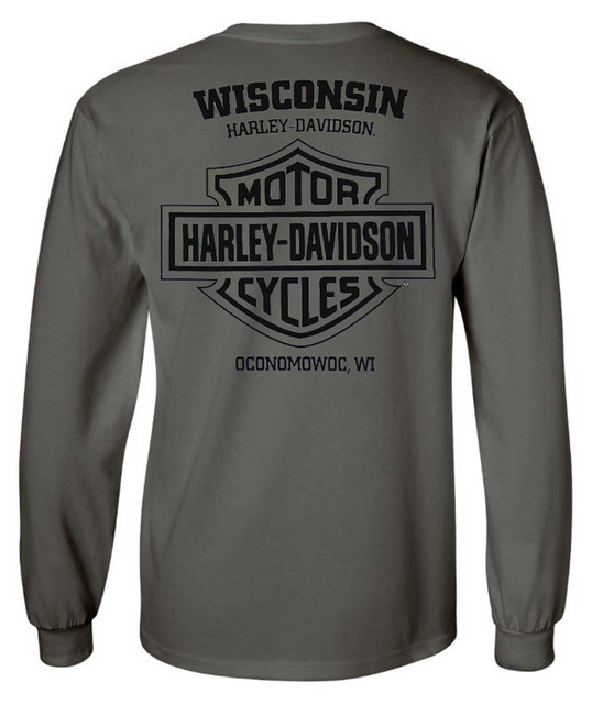 Harley-Davidson® Men's T-Shirt Heritage H-D Long Sleeve Charcoal