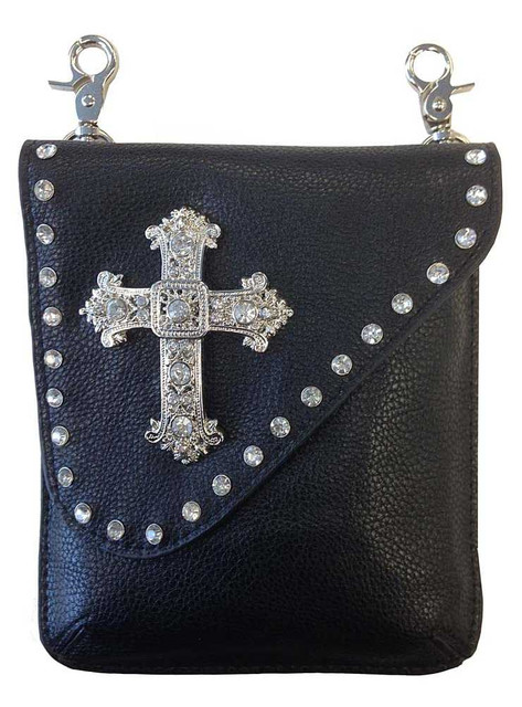 That's A Wrap Women's Asymmetrical Black Cross Belt Bag, Black Leather. 98147 - Wisconsin Harley-Davidson