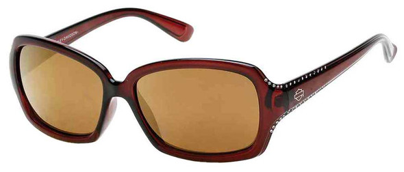 Harley-Davidson Women's Crystal Sunglasses, Brown Frames & Brown Mirror Lens - Wisconsin Harley-Davidson