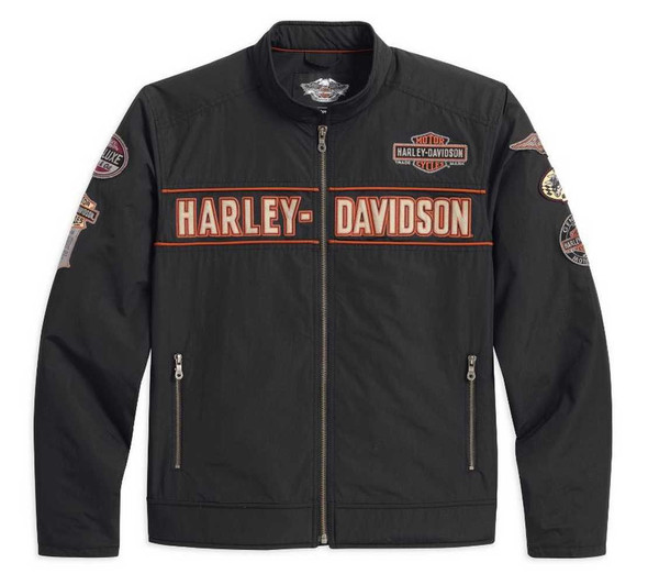 HARLEY-DAVIDSON 切り替えブルゾン　レザー×ナイロン　ボルドー Harley-Davidson® Men's Low Gear Nylon Casual Jacket 98533-13VM
