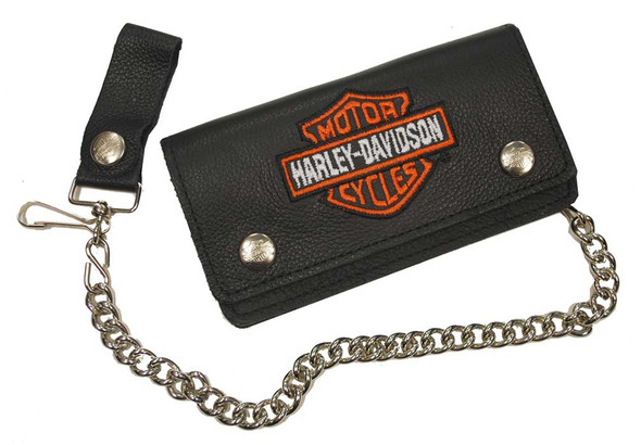 Harley-Davidson Men's Embroidered Bar & Shield Biker Chain Wallet BLK BW808H-2 - Wisconsin Harley-Davidson