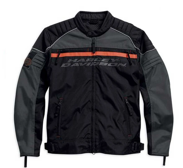 Harley-Davidson Men's Tactful Riding Jacket, Black/Orange Polyester. 98083-15VM - Wisconsin Harley-Davidson