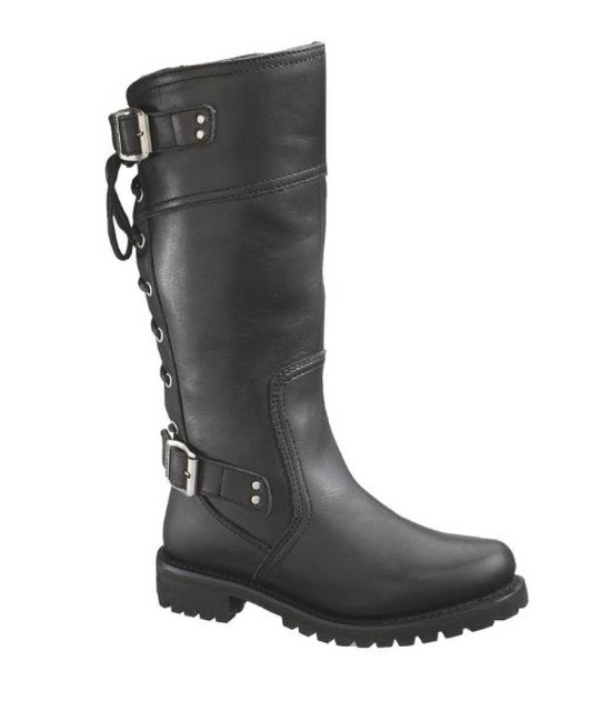 Harley-Davidson Women's Alexa Back Lace Black Leather Motorcycle Boots D85167 - Wisconsin Harley-Davidson