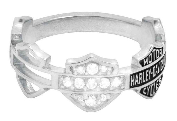 Harley-Davidson Women's Ring, Multi Bar & Shield Logo Band, Silver HDR0227 - Wisconsin Harley-Davidson