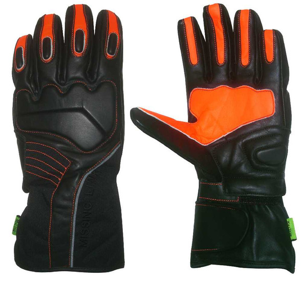 Missing Link Cold Duty Gloves Leather (Black/Hi-Viz Orange) CDGO - Wisconsin Harley-Davidson